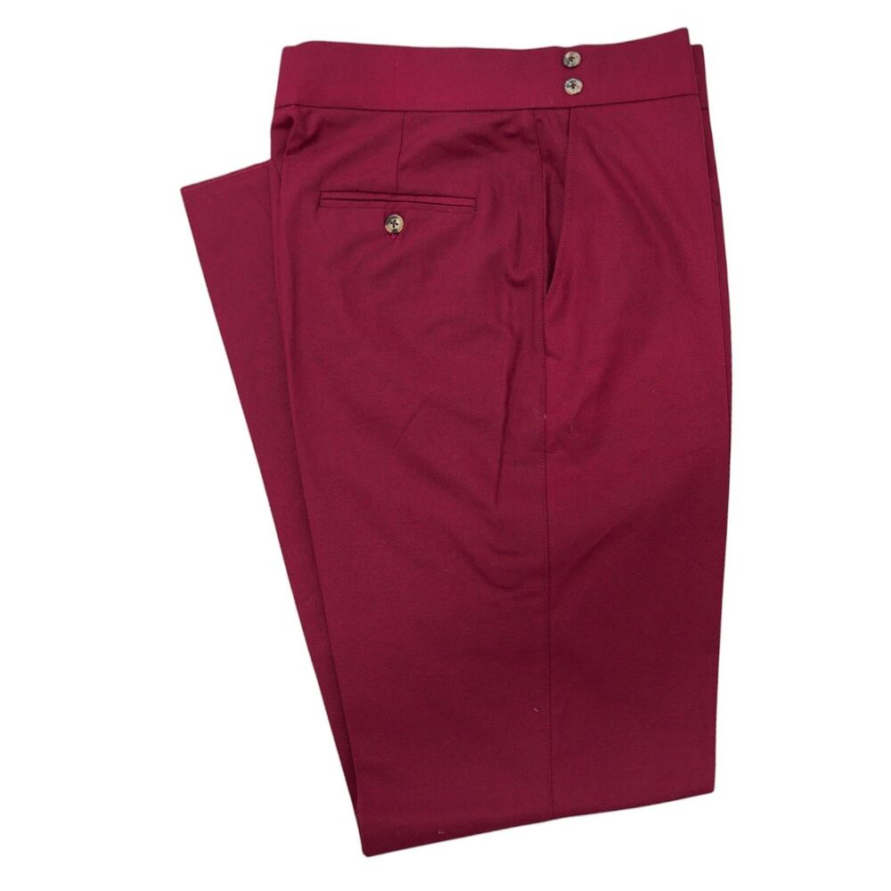 Mens 32 Gurkha Pants Burgundy Red Cotton High Waist Flat Front Straight Trousers